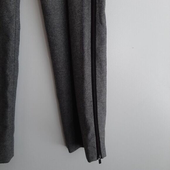 Diane von Furstenberg DVF / Ellis Leather Trim Waist High Rise Gray Trousers 4 - Picture 10 of 16